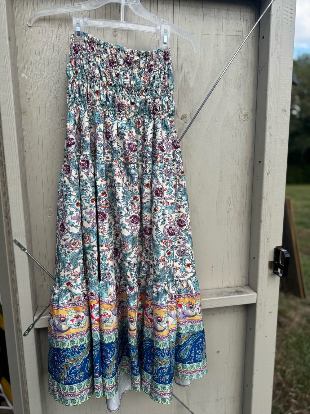 Bohemian Floral Tiered dress Teal, Purple & Blue